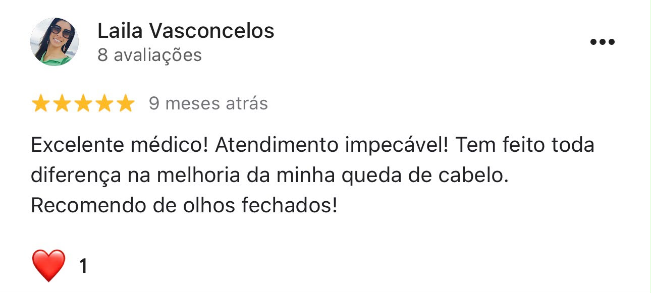 Avaliação 9 de paciente no Google